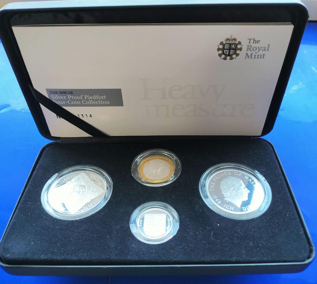コレクション THE2008UK SilverProof Piedfort Four-Coin 2008 United Kingdom Piedfort Silver Proof 4 Coin Set Box Coa