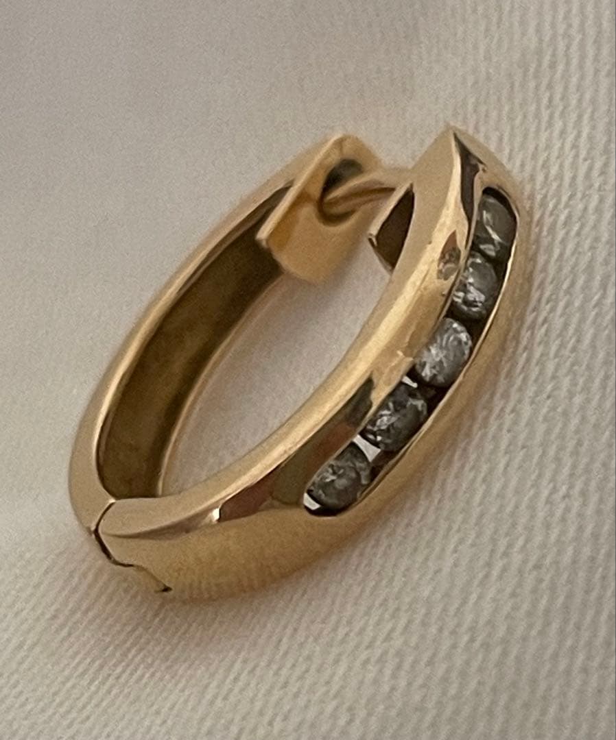 ZEN K18 イエローゴールド フープピアス ダイヤモンド5個 片耳用 VALUABLE