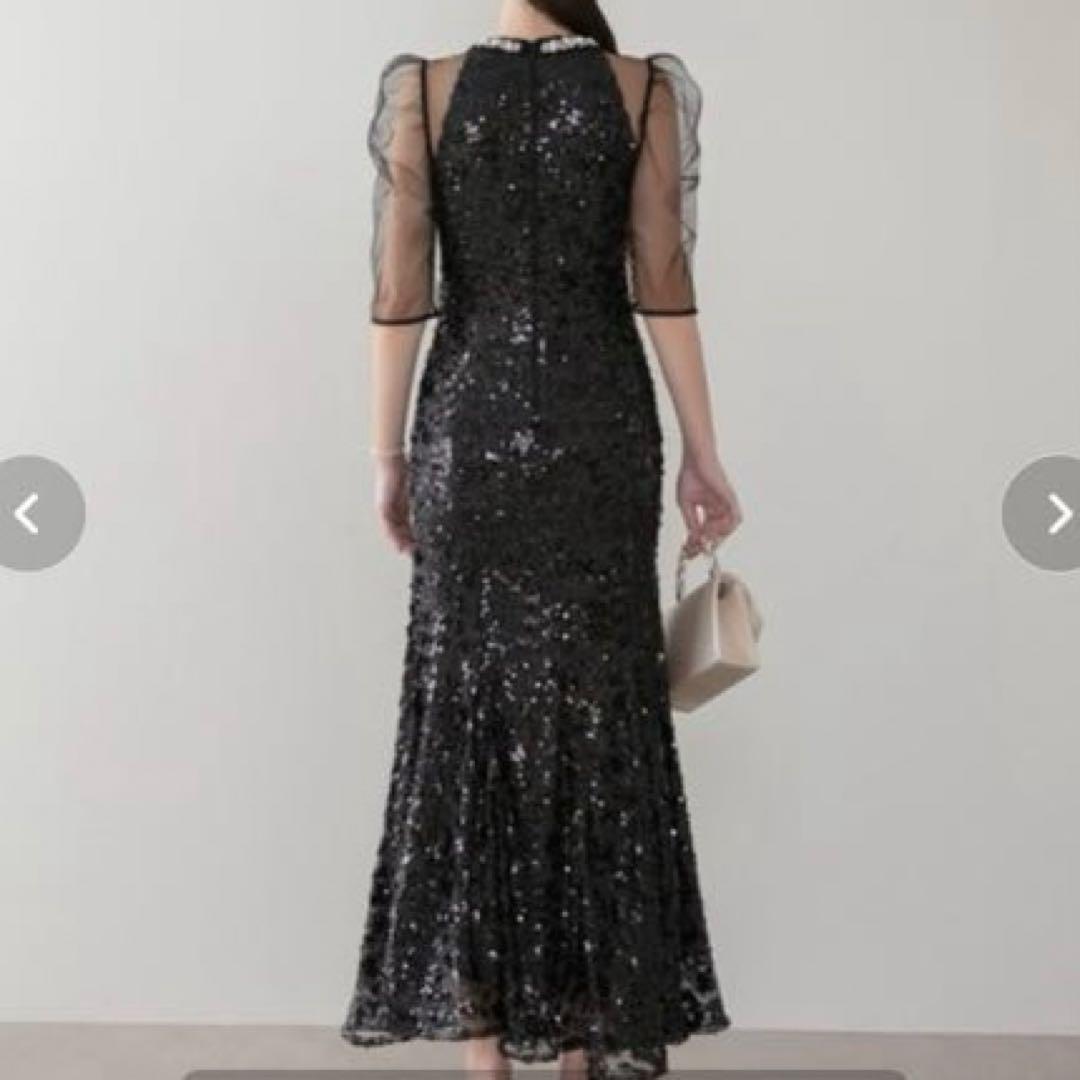 完売品 leja ビジューネックスパンコールシアーマーメイドワンピース