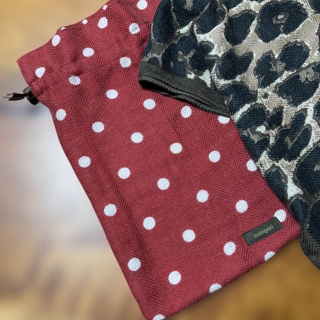 manipuri ウールシルクストール（ヘリンボーン織120 レオパード柄