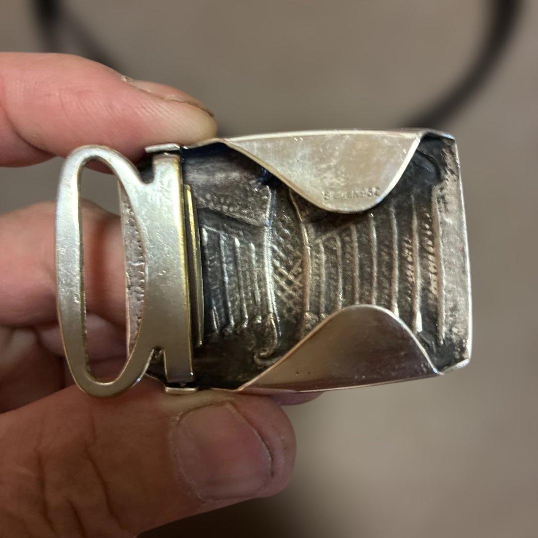 鷲デザインのレザーベルト シルバー銀製950