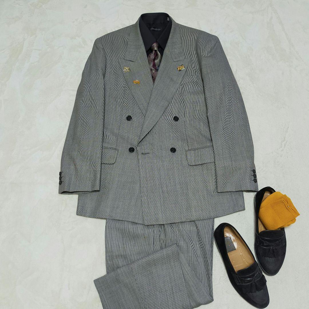 80S TAKEO KIKUCHI 千鳥格子柄 ダブルブレストスーツ - メルカリ