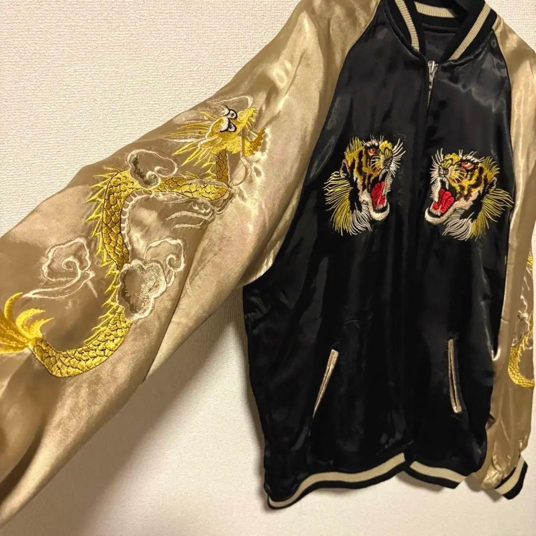 【花旅楽団】虎刺繍 ゴールド スカジャン リバーシブル 楽天市場】花旅楽団 はなたびがくだん 鳳凰 柄 刺繍 和柄 リバーシブル