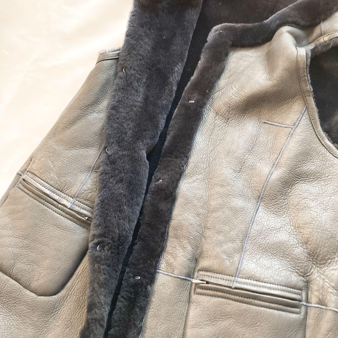 Zelal 元町ゼラール 羊革 ムートン ロングベスト リバーシブル