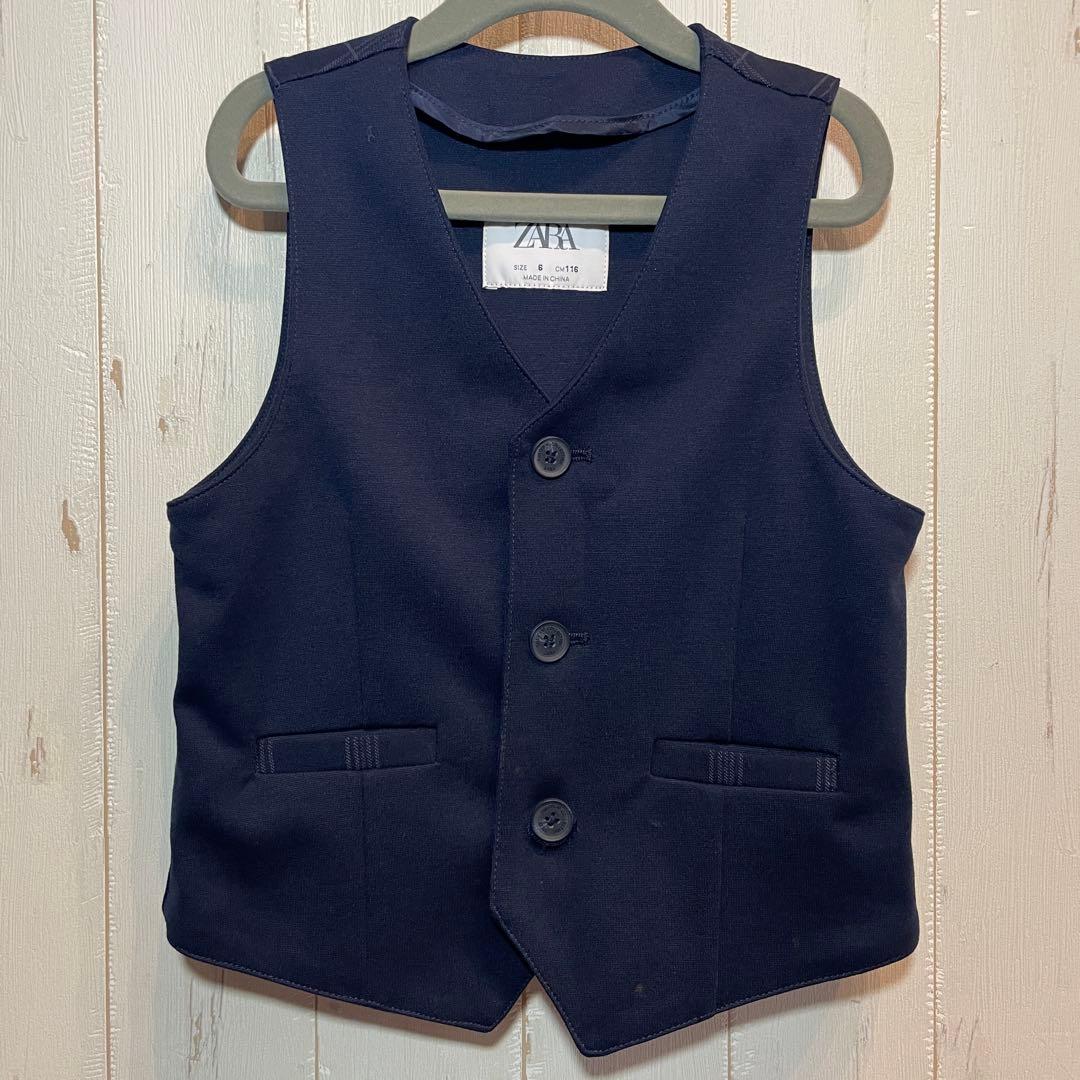 入学式 フォーマルスーツ 6点セット 120cm ZARA ネイビー チェック柄