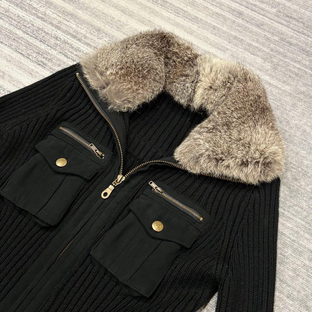 archive grunge ファー付きドライバーズニット 平成ギャル