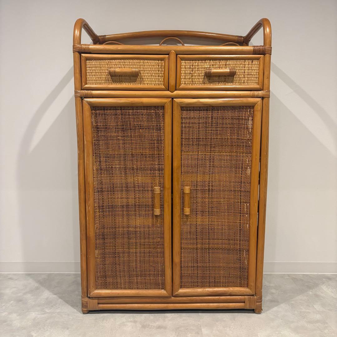 ラタン 籐 ランドリーキャビネット ランドリーチェスト シューズラック