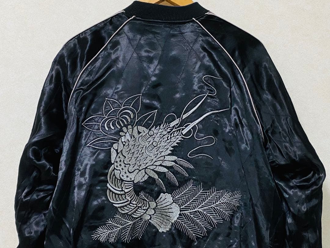 DENIME ドゥニーム 孔雀 別珍×海老キルティングサテン スカジャン XL