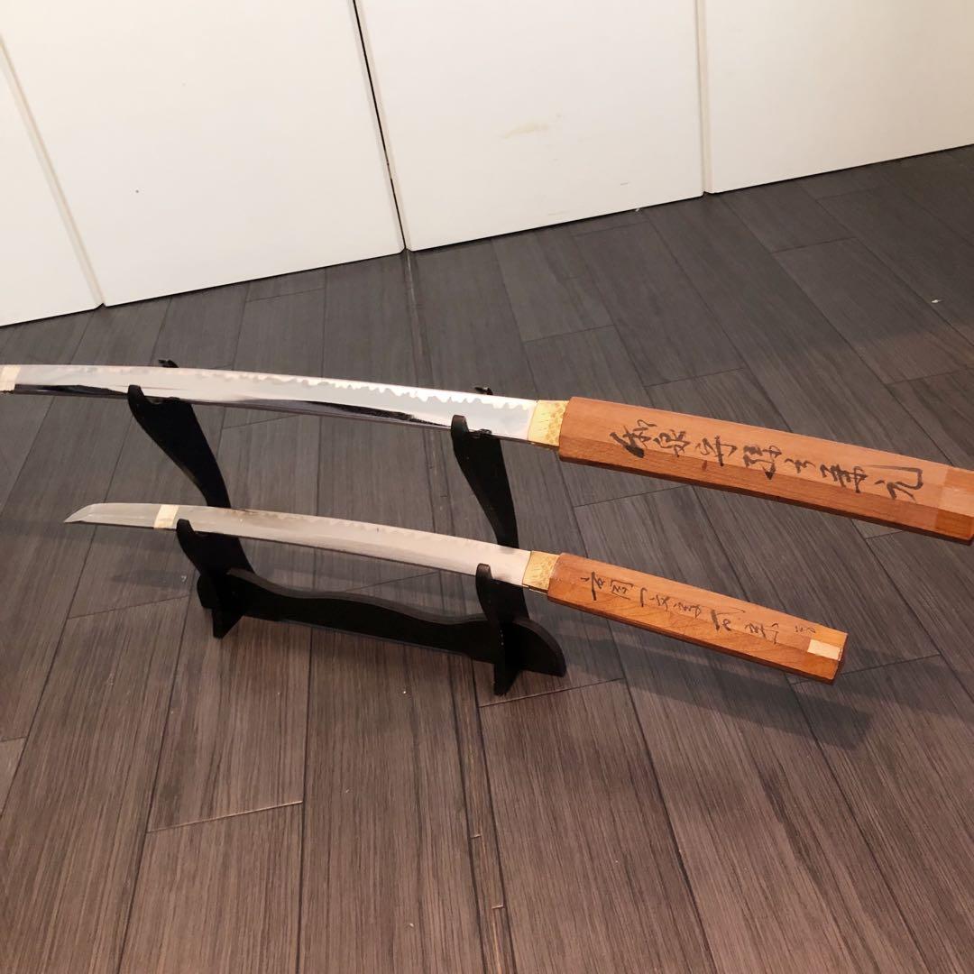 模造刀 鞘なし 白鞘 筆字 大小2本セット 太刀 脇差 - メルカリ