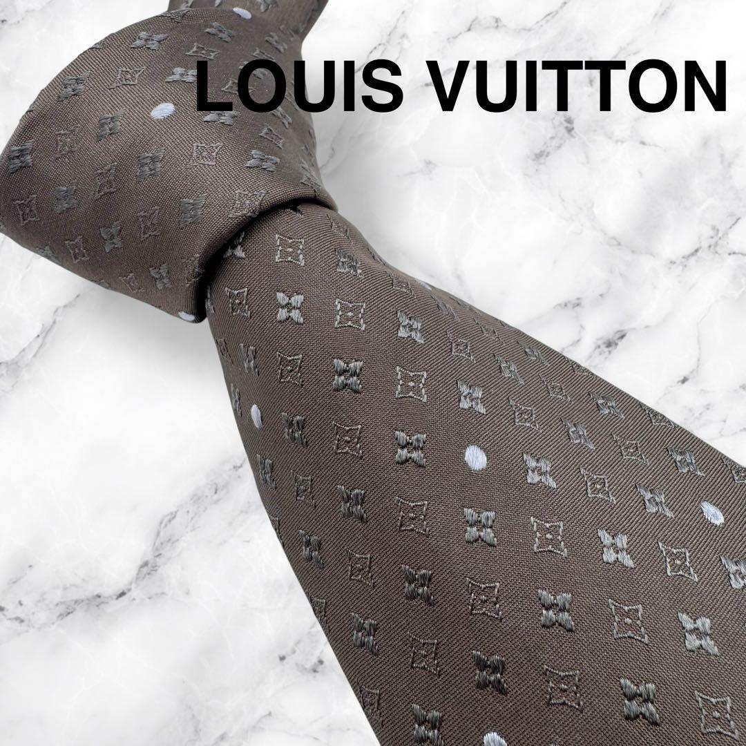 LV LOUIS VUITTON ルイヴィトン ネクタイ モノグラム グレー - メルカリ