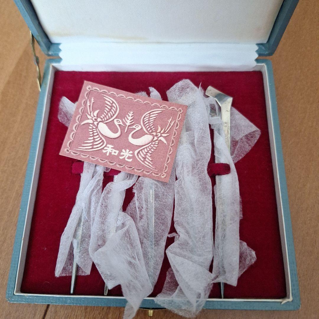 銀製 楊枝 おしゃれ 茶道具 菓子切り 6本セット 箱付き 刻印有り