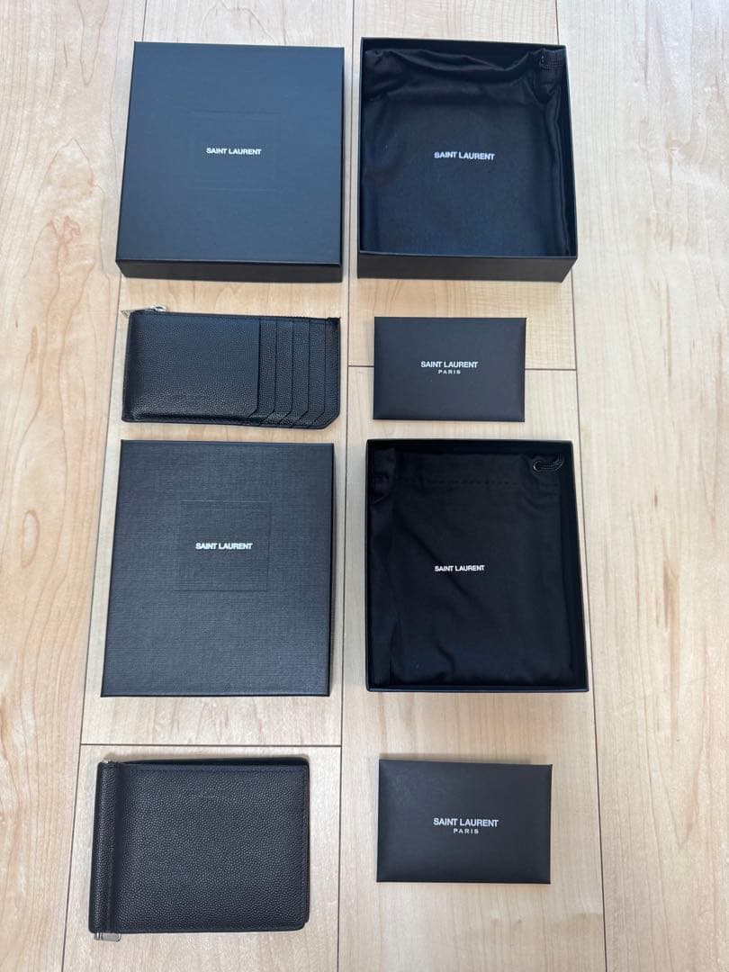 SAINT LAURENT マネークリップ&フラグメントケース　セット　ブラック 極美品 SAINT LAURENT サンローラン レザー マネークリップ付き