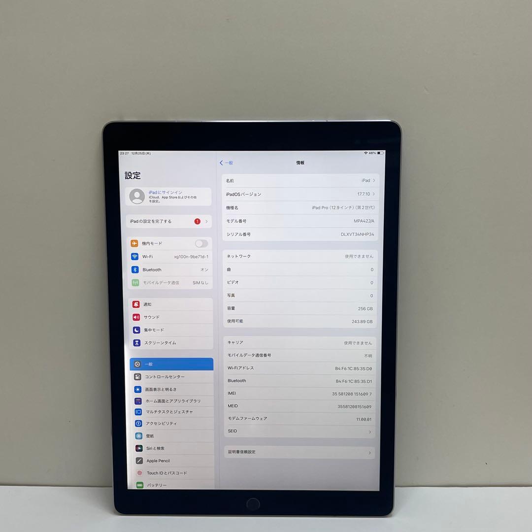 #675 iPad Pro 12.9inch 第2世代256Gb Cellula