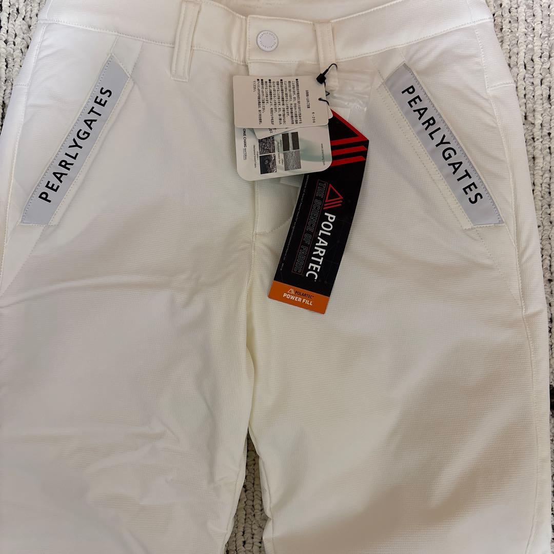 PEARLY GATES 中綿入れ防寒 ダウンレディースストレッチパンツ白ゴルフ