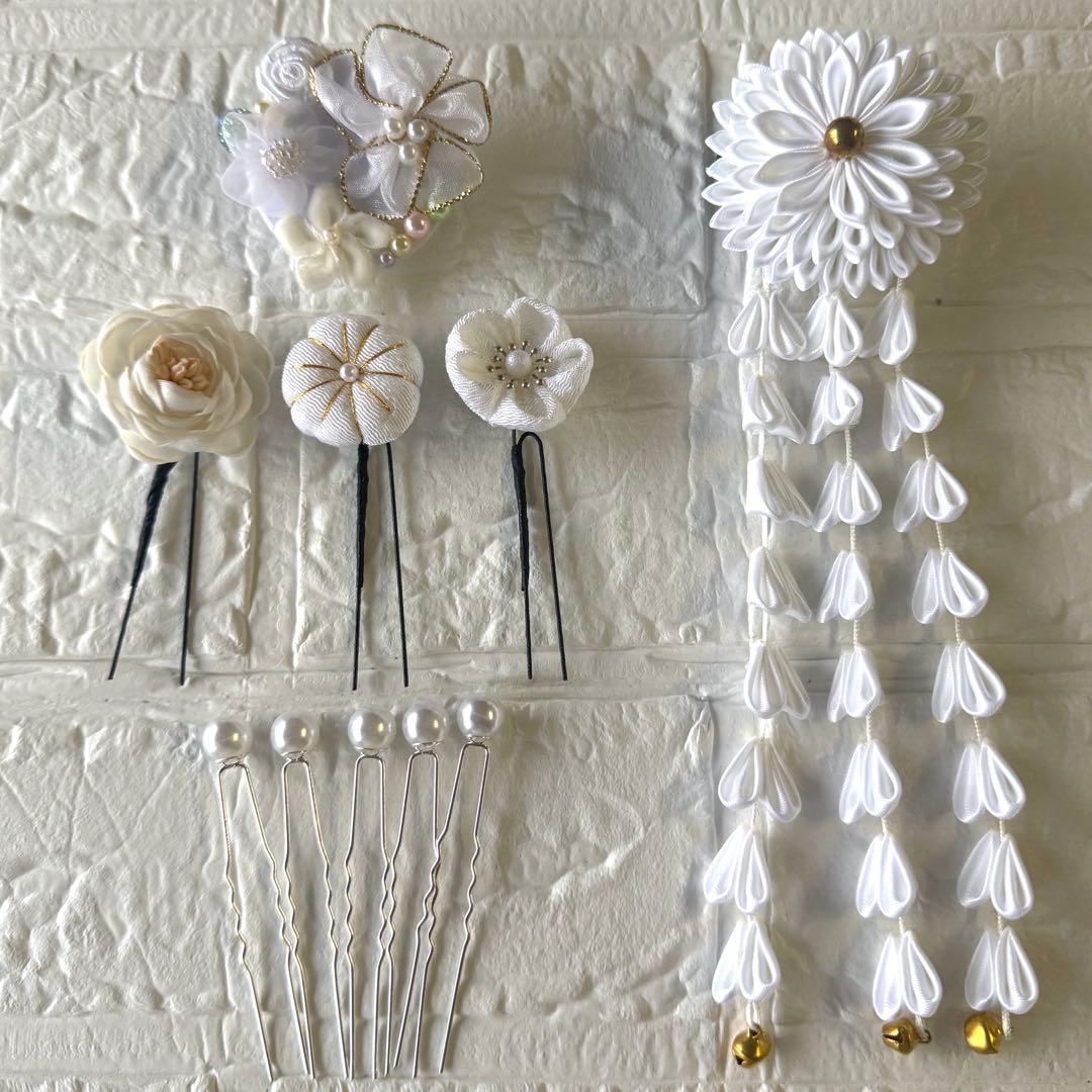 ふりふレース 髪飾りセット 重衿 半衿 帯揚げ 帯締め パール装飾 振袖