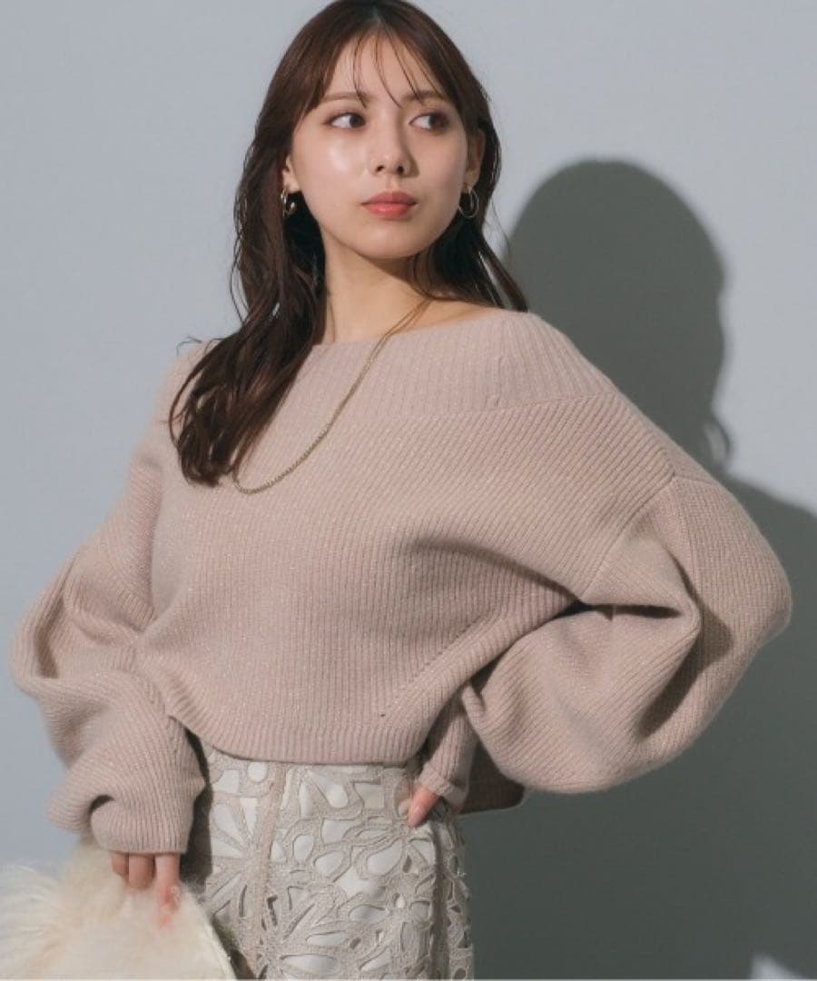 マイストラーダ】アクアラメオフショルニット モカピンク ☆未使用品