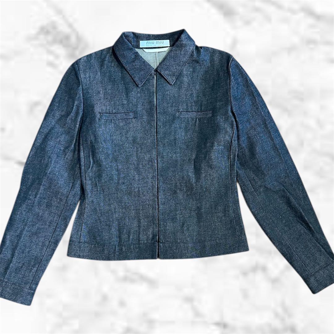 MIU MIU】 90sアーカイブダークデニムジャケット フック