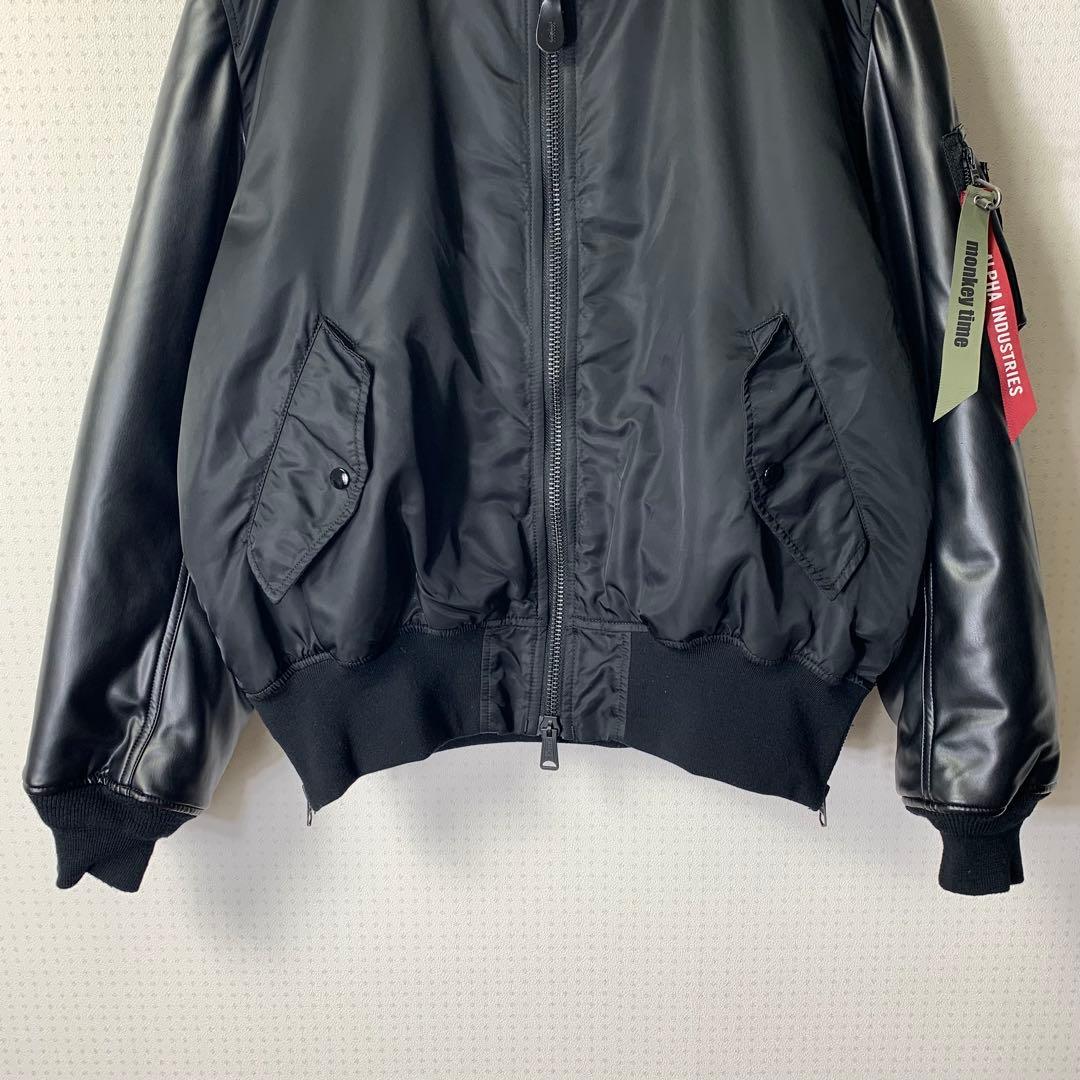 アルファ × モンキータイム レザースリーブMA-1ジャケット XL ブラック
