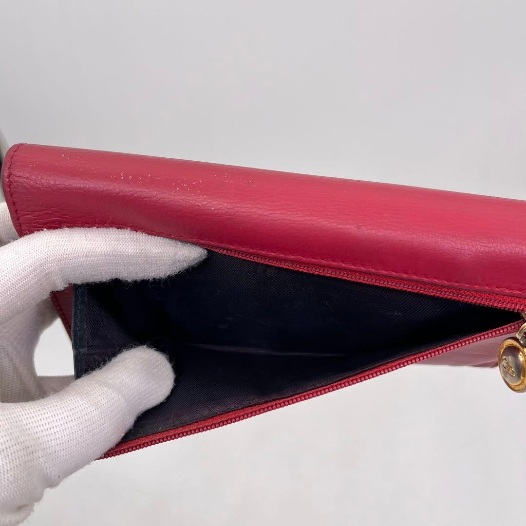 クリスチャンディオール 長財布 フラップウォレット CDロゴ金具 ピンク