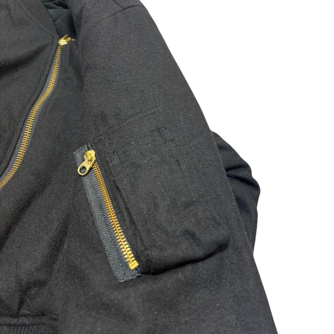 ピンクハウス バックロゴ MA-1風 ジャケット ウール混 ブラック