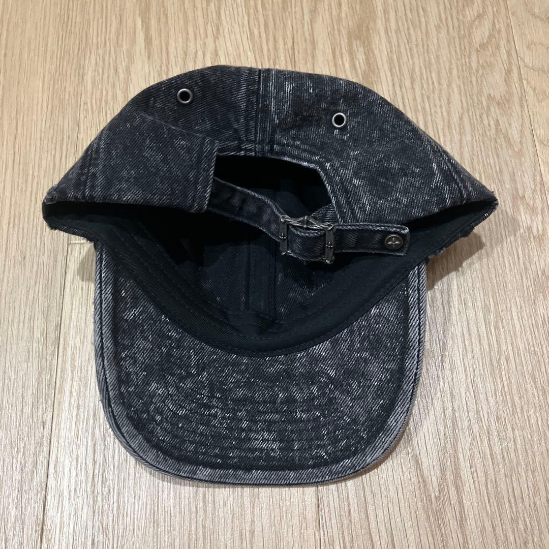 SMFK キャップ デニム ブラック ダメージ加工 十字架 ユニセックス y2k