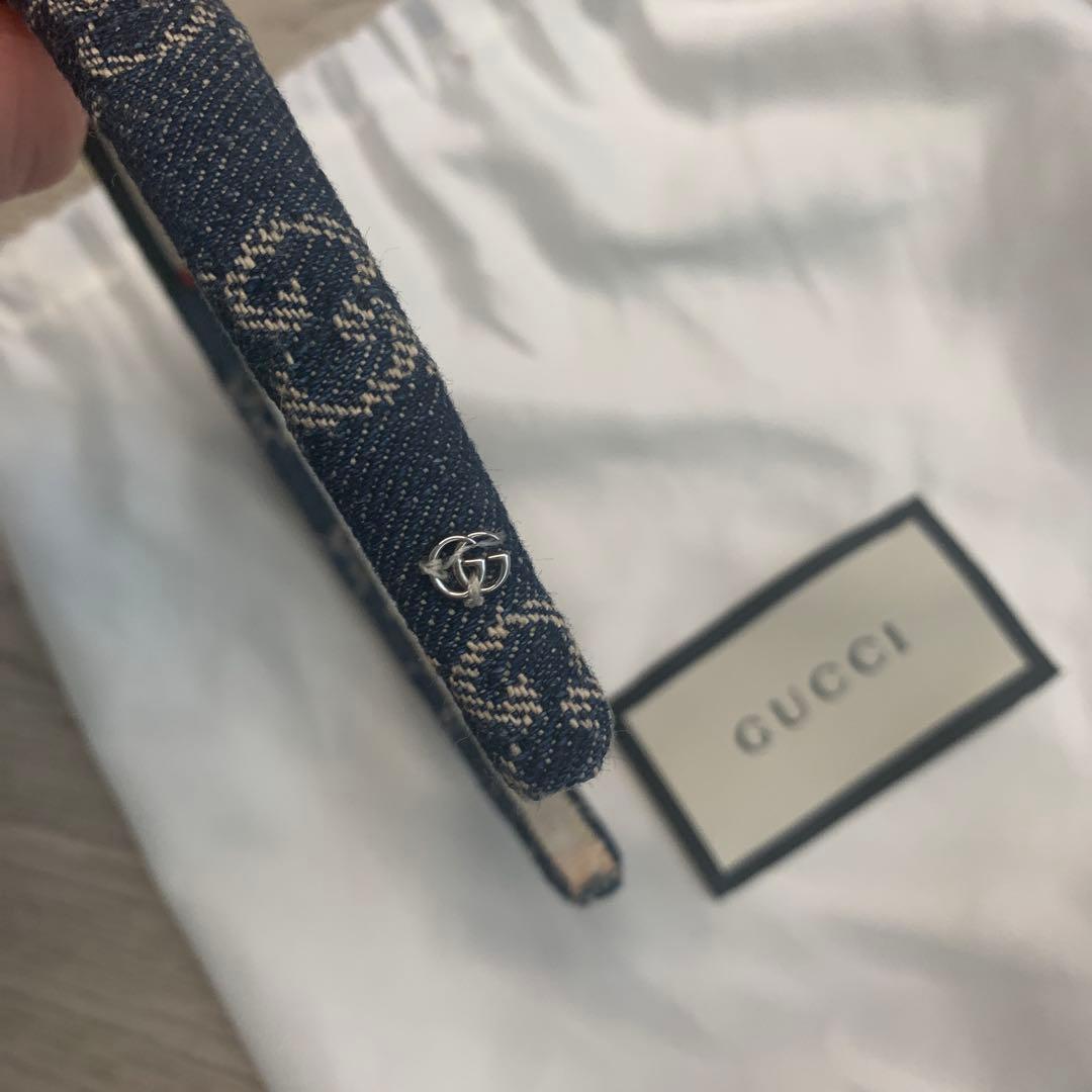 GUCCI ダークブルー ヘアバンド 保存袋付き