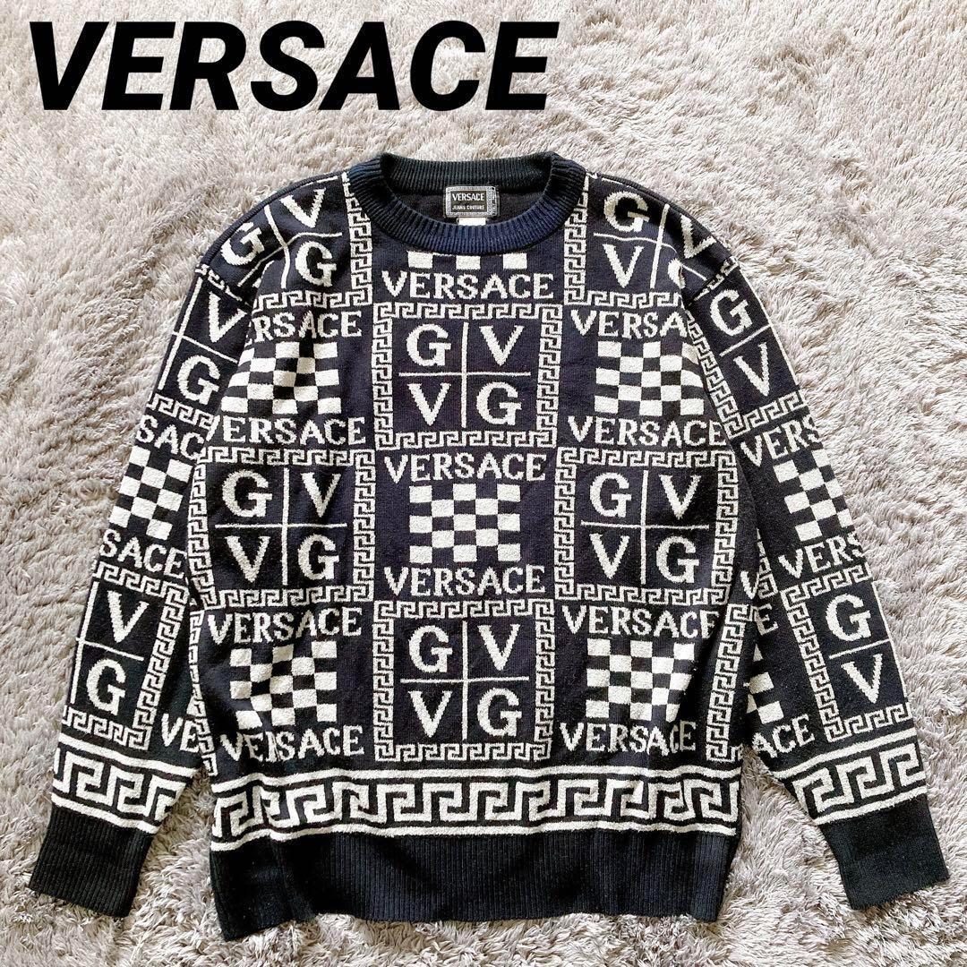 VERSACE ヴェルサーチ デザインニット ヴィンテージ 総柄 XL - メルカリ
