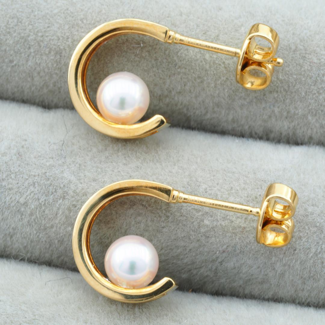 ミキモト ピアス アコヤ真珠 パール 5.0mm フープ K18YG