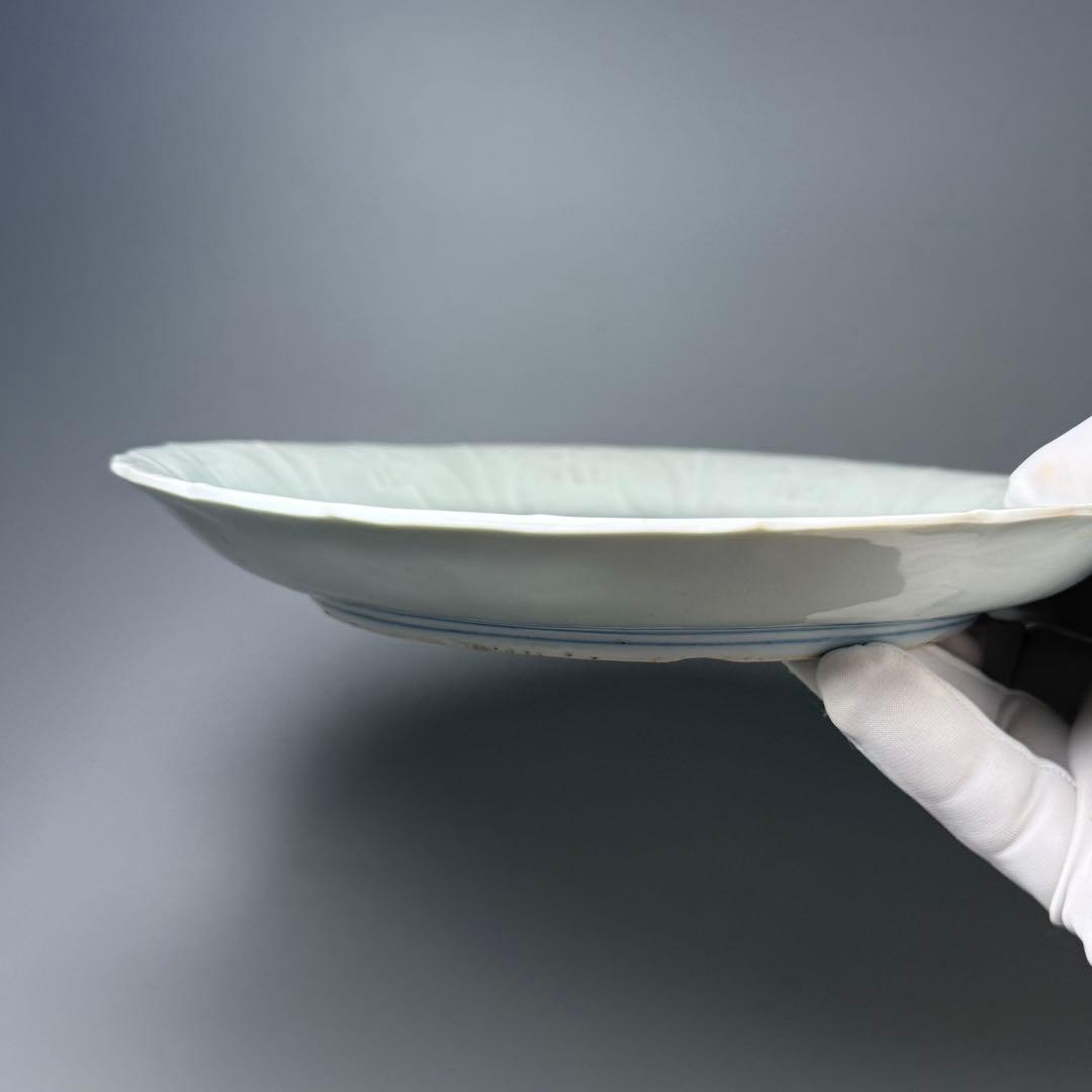 初期伊万里 古九谷様式 苫屋文輪花形中皿 図録掲載 小木一良