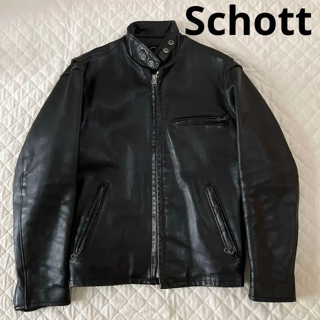 Schott《定番》シングルブラックライダースジャケット サイズ36