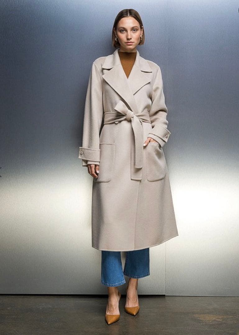 新品タグ付◇JOSEPH ダブルフェイスカシミヤコート38 シナモンカラー21