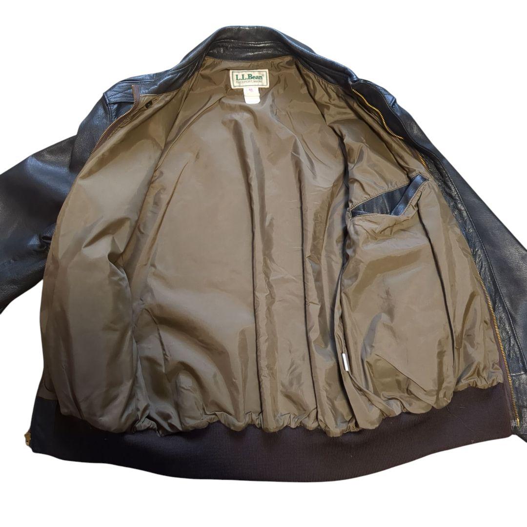 美品 USA製 L.L.Bean A-2タイプ レザージャケット ブラック XL