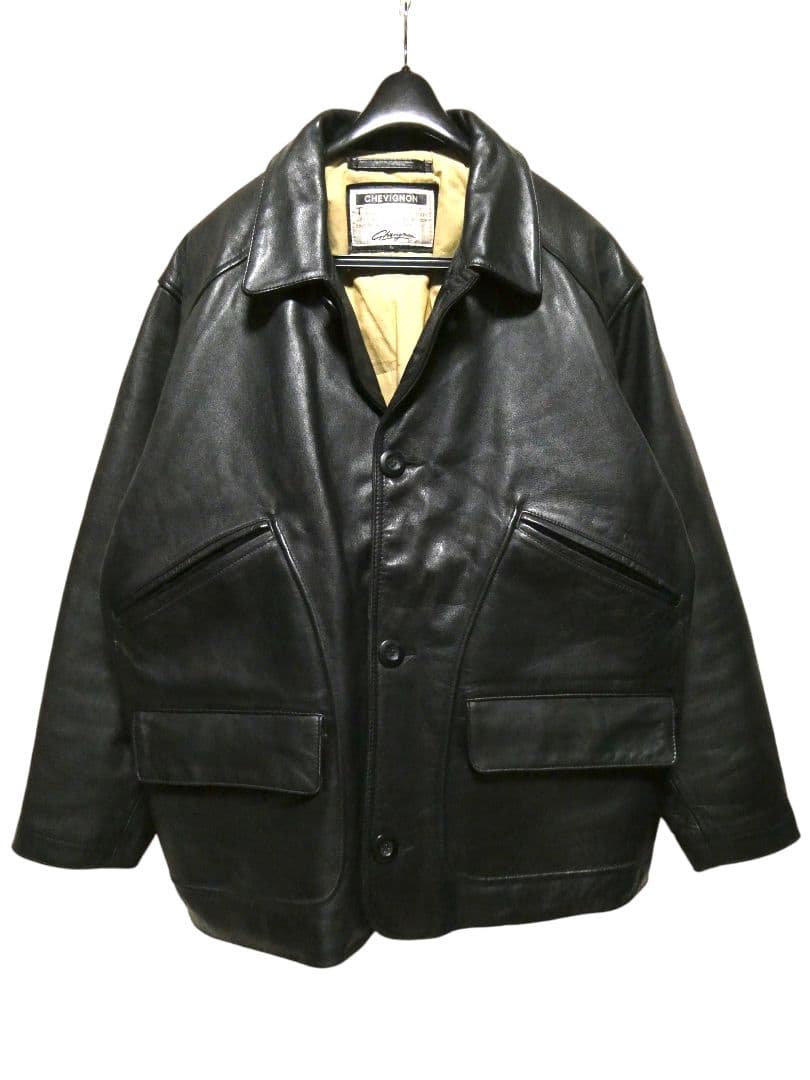 D*D様 特価！美品！90年代ヴィンテージ！ChevignonレザーカーコートL