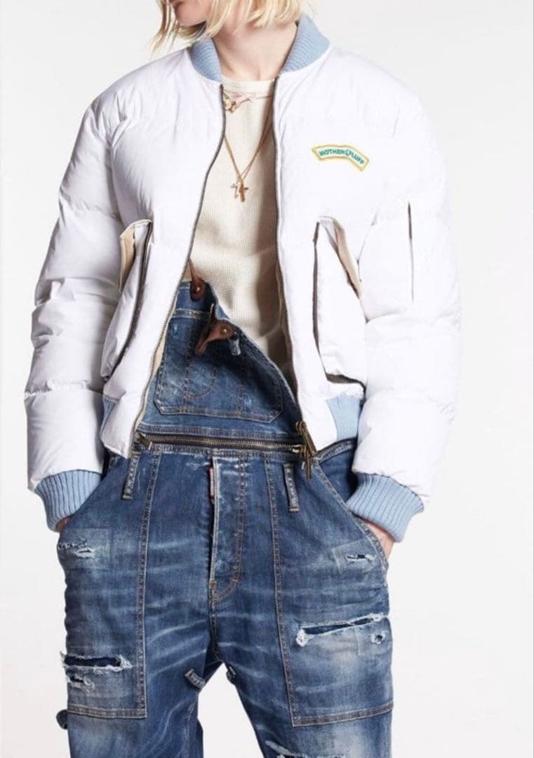 美品 2023AW DSQUARED2 MA-1 ホワイトダウンジャケット - メルカリ