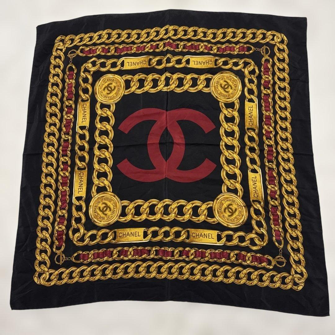 美品✨シャネル シルク ヴィンテージ ココマーク 大判スカーフ