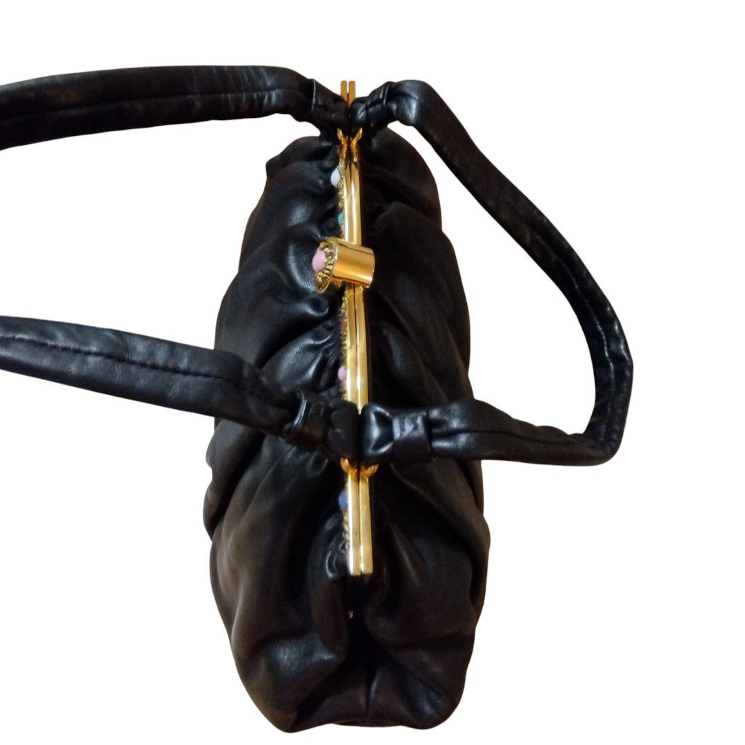 濱野皮革工藝 サンピエトロ 皇室御用達 がま口 ハンドバッグ 貴石