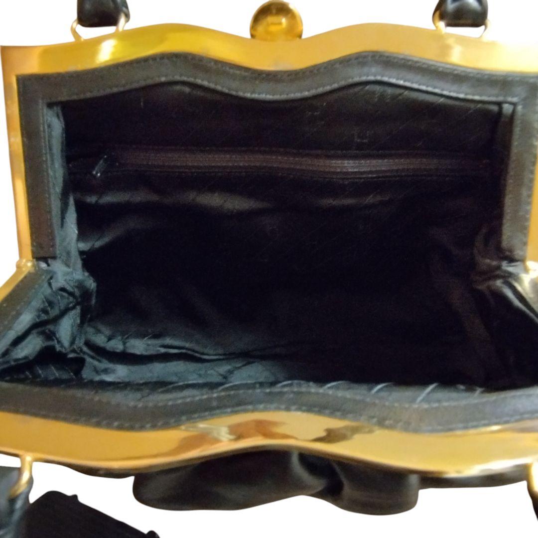 濱野皮革工藝 サンピエトロ 皇室御用達 がま口 ハンドバッグ 貴石