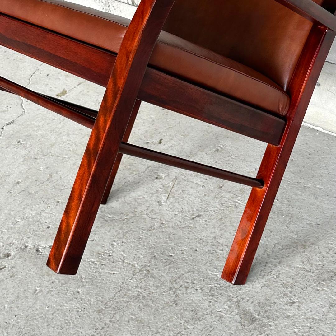 ☆1980年代☆ morishigeオリーブ印 アームチェア 本革 国産高級家具