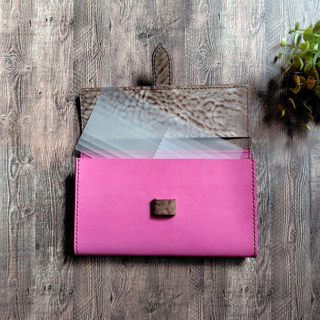 ハンドメイド 本革 システム手帳カバー ミニ6 M6 通帳ポーチ ミナ