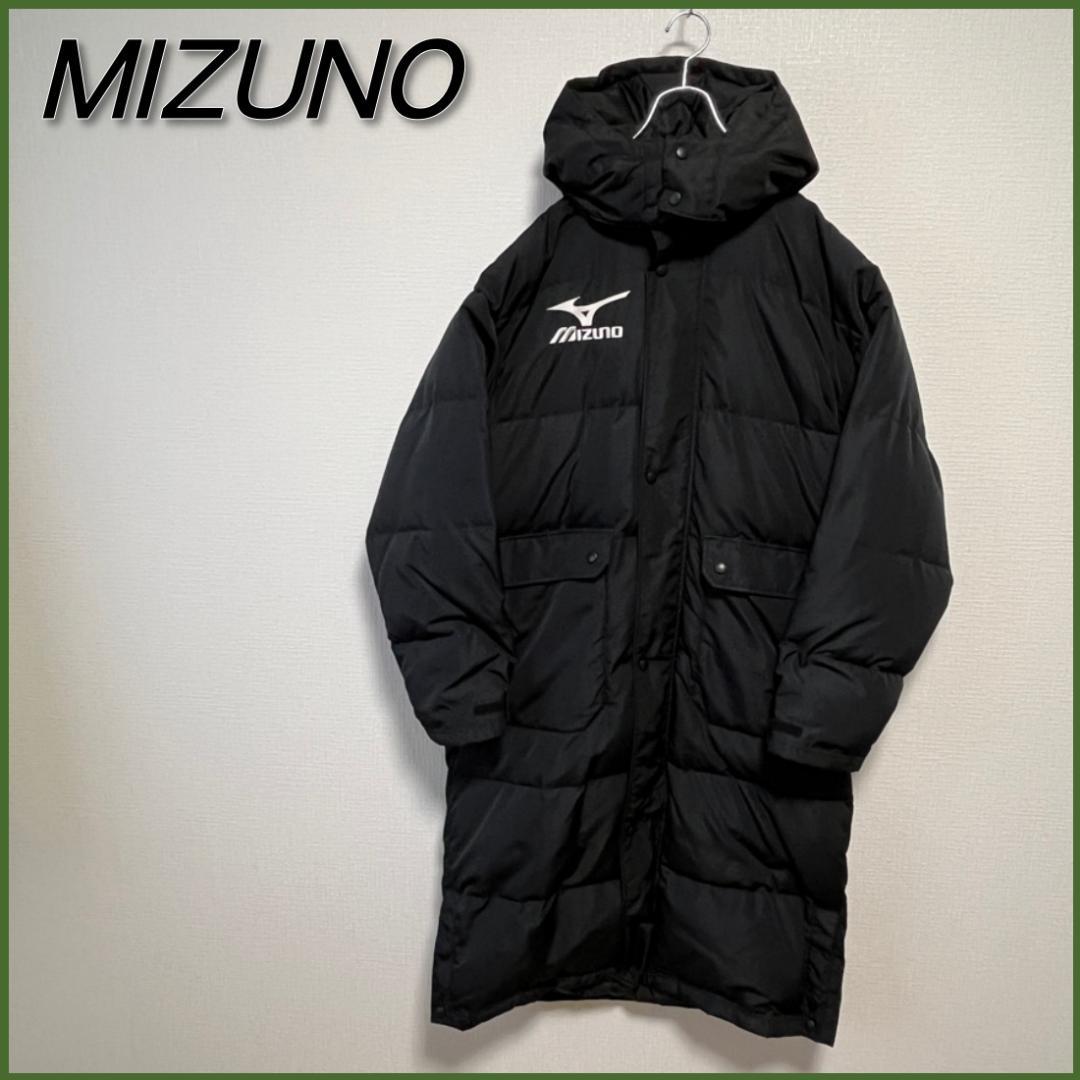 【良品】 MIZUNO ミズノ 刺繍ロゴ ダウン ベンチコート 中古・古着通販】MIZUNO (ミズノ) ベンチコート ブラック サイズ:XL