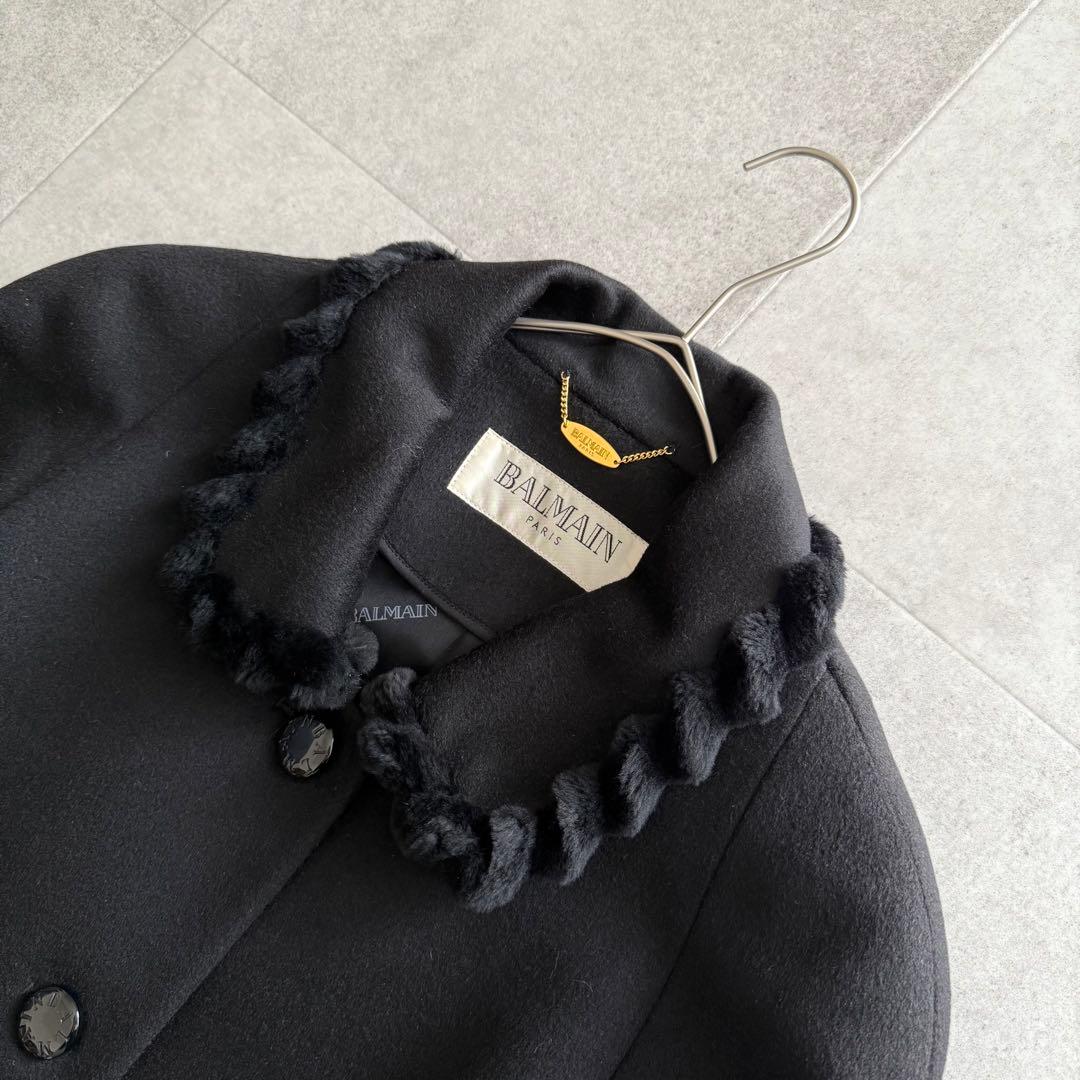 バルマン ロングコート カシミヤ混 アンゴラ混 ミンク襟 黒 9 - メルカリ
