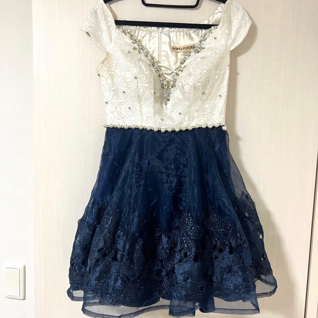 ローブドフルール フレアドレス ネイビー - メルカリ