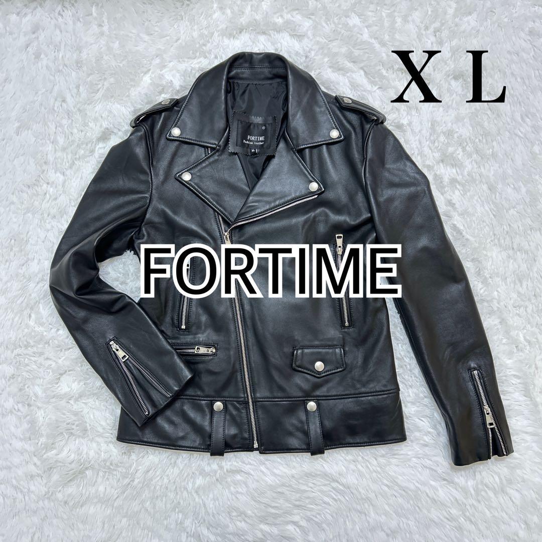 FORTIME 本革 レザー ダブルライダースジャケット ブラック XL 794