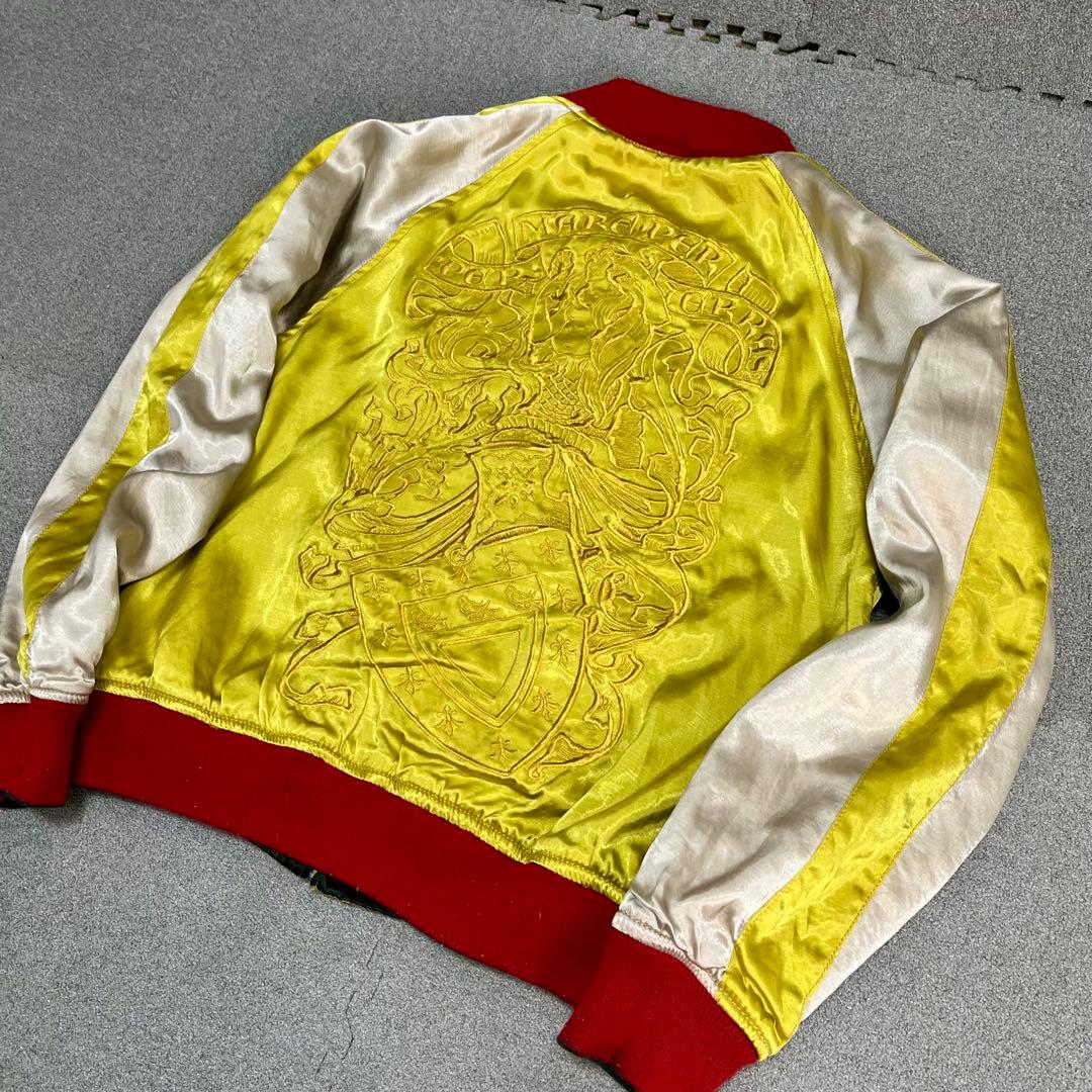 448 HOUSTONスカジャン リバーシブル仕様 蛇×ドクロ×観音 緑×黄 - メルカリ