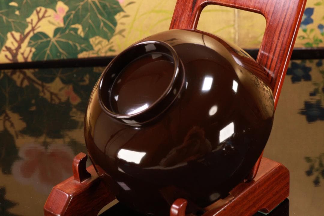 時代漆器 輪島塗 瓢箪図蒔絵 吸物椀 四客 木製 細密 BJ125