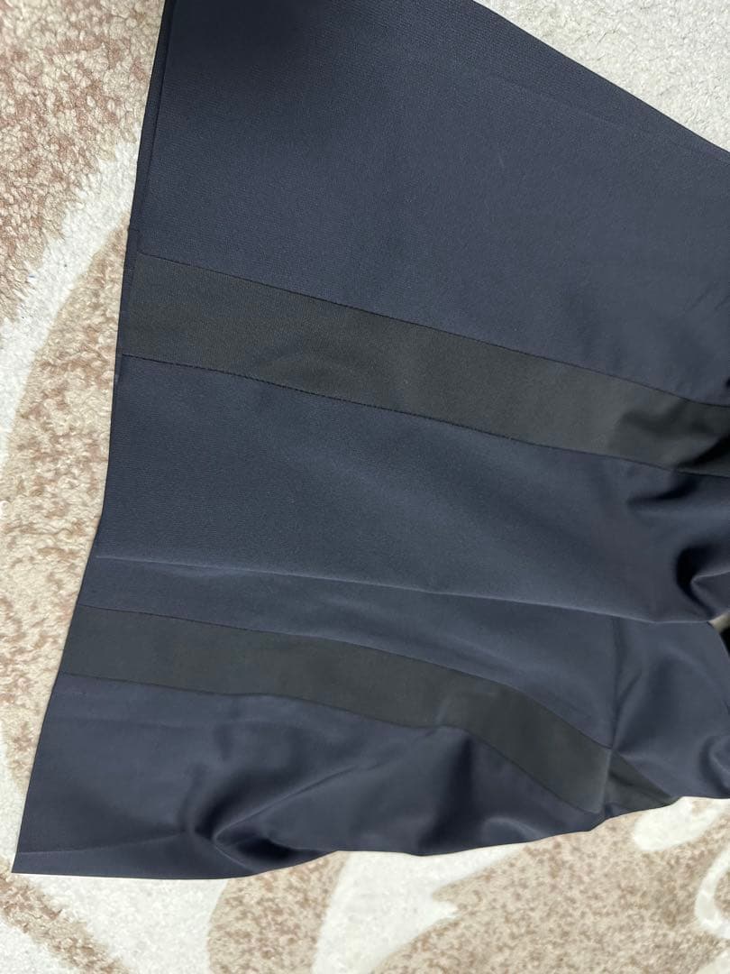 レインメイカーネイビースラックス プリーツ ストレートフィットサイド