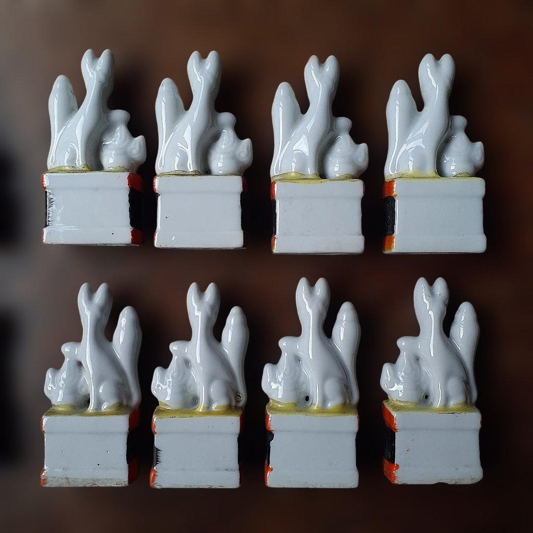 お稲荷様 キツネの置物 20体 磁器人形 縁起物 レトロ雑貨 とろとろガラス