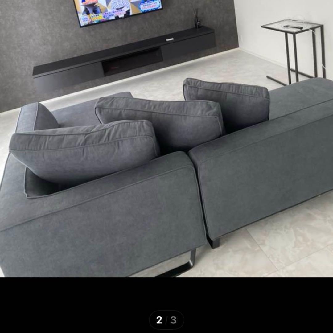 岡山引取り限定】カウチソファ セット panamera パナメーラ 灰色