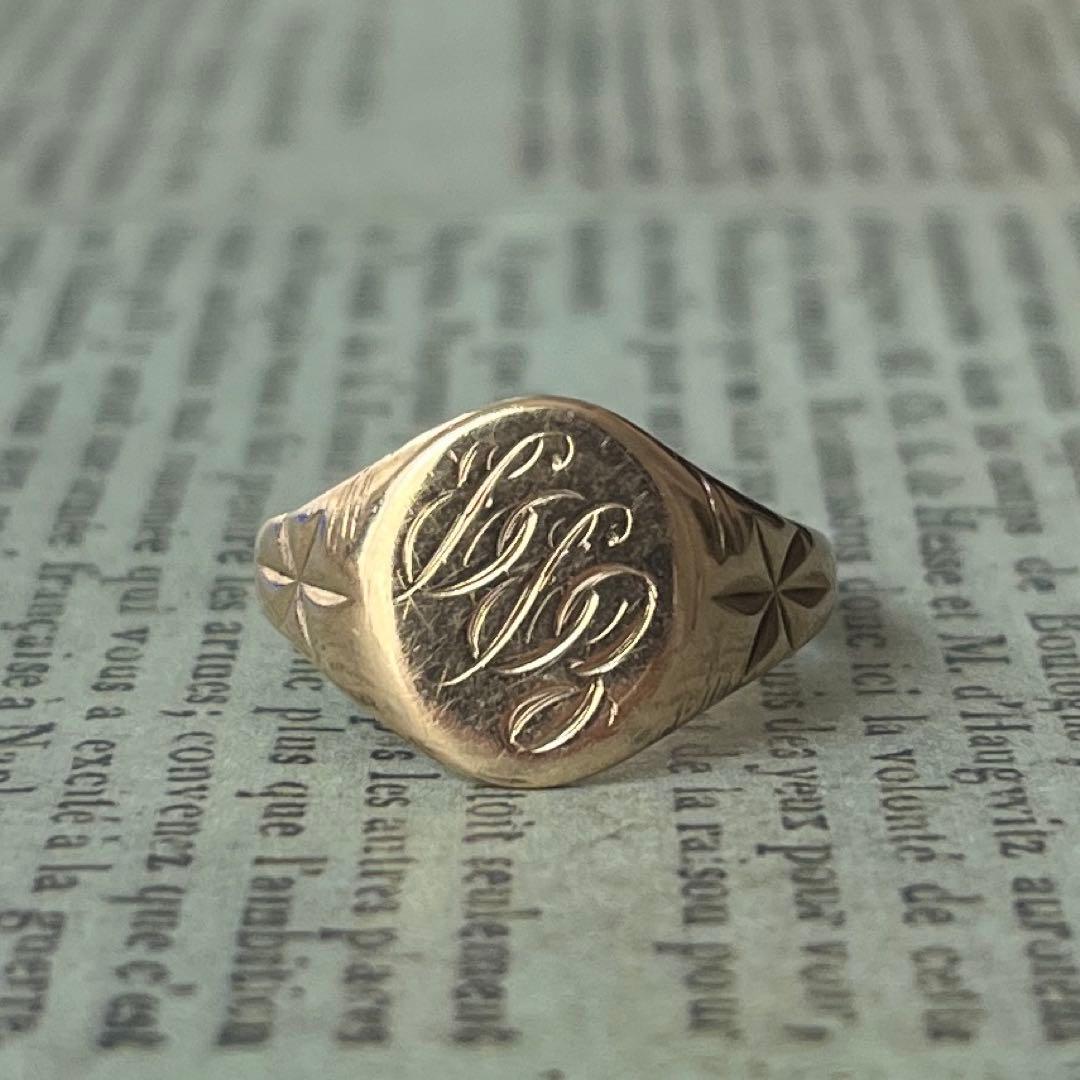 英国 イギリス ヴィンテージ 9k 9金 シグネットリング - メルカリ