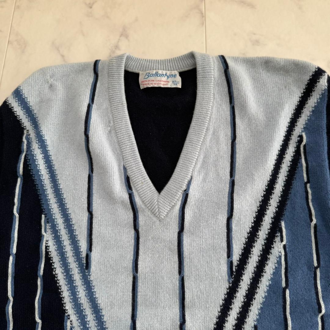 BALLANTYNE カシミア ニット ストライプ イングランド製 - メルカリ